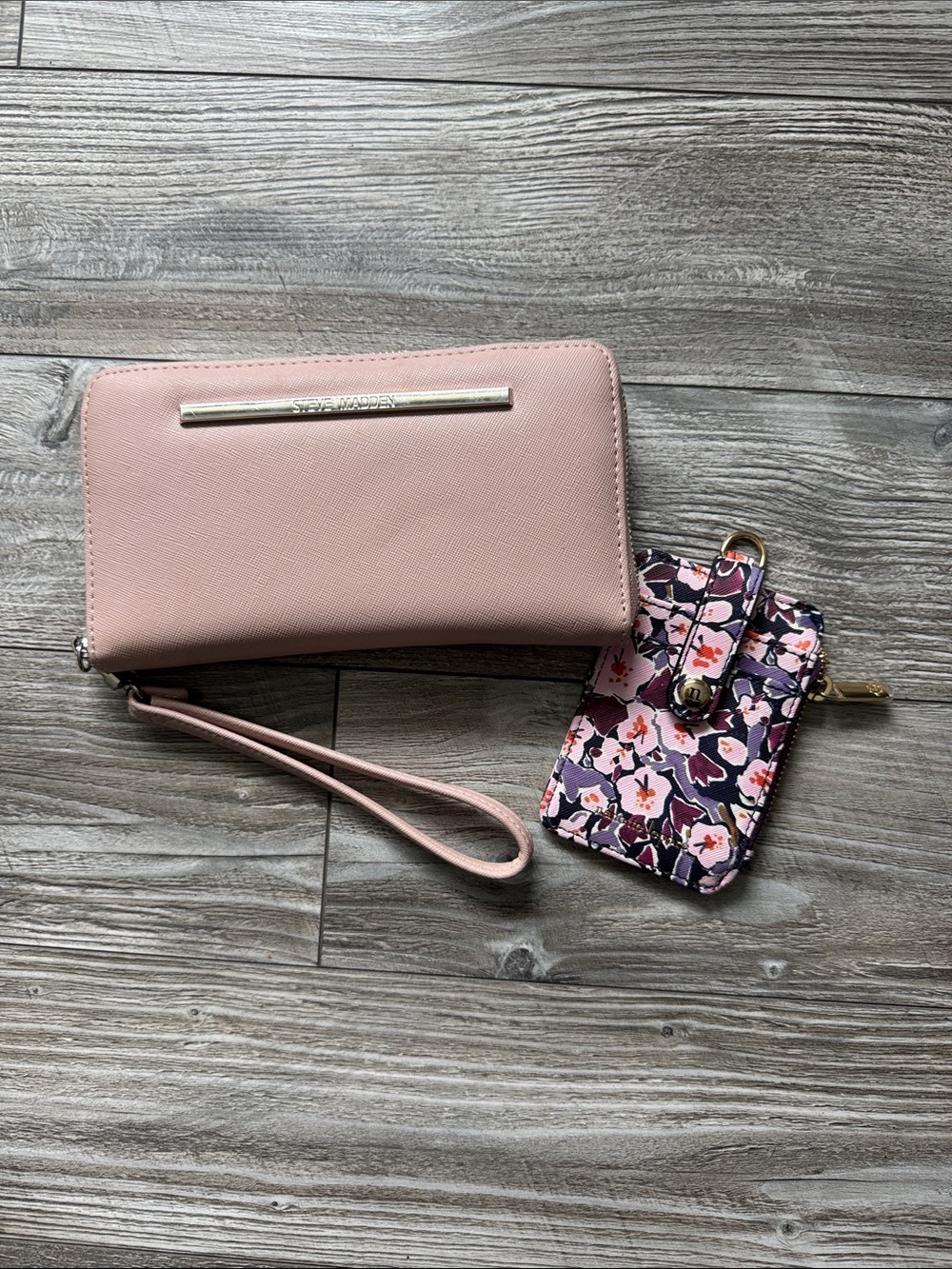 Steve Madden Pink Wristlet Wallet with Floral Card Holder